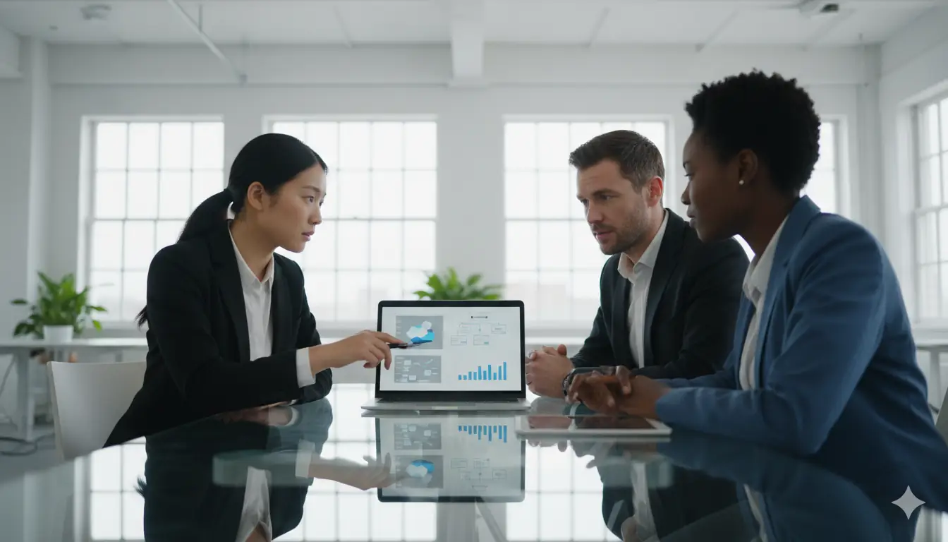 Equipo de expertos en tecnología e inteligencia artificial trabajando en soluciones globales