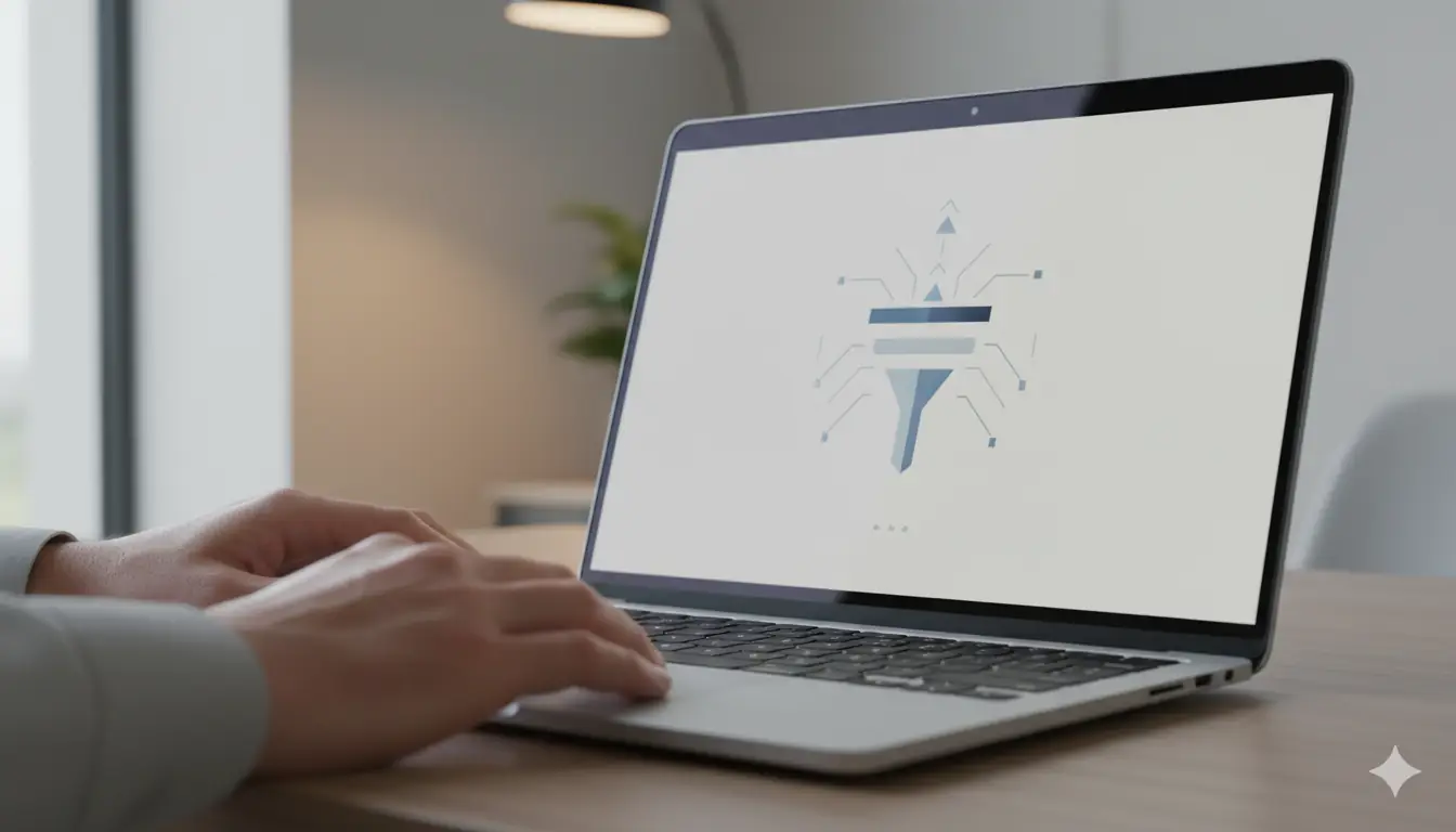 Visualización de un embudo de ventas digital optimizado con flujos de conversión